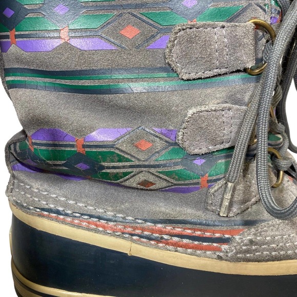 Sorel Duck Boots Women Aztec Winter Waterproof Lined Insulated Sz 10 Gray - Picture 6 of 11